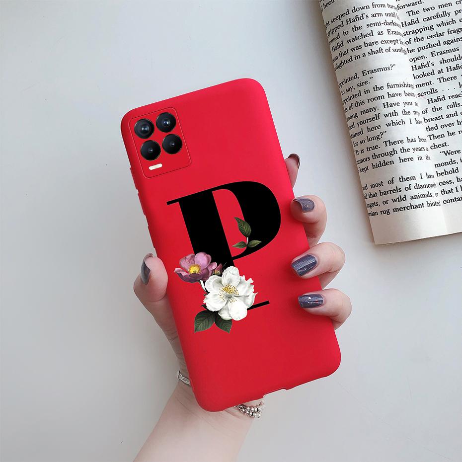 For Realme 8 Pro Case Silicon Soft Letter Monogram Flowers Phone back cover For Oppo Realme8 4G RMX3085 Realme 8 Pro Bumper Case