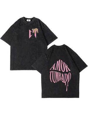 Nata Montana Vintage Washed T Shirts Amor Tumbado Short Sleeve T-Shirt Men Fashion Casual Cotton Comfort T-Shirts