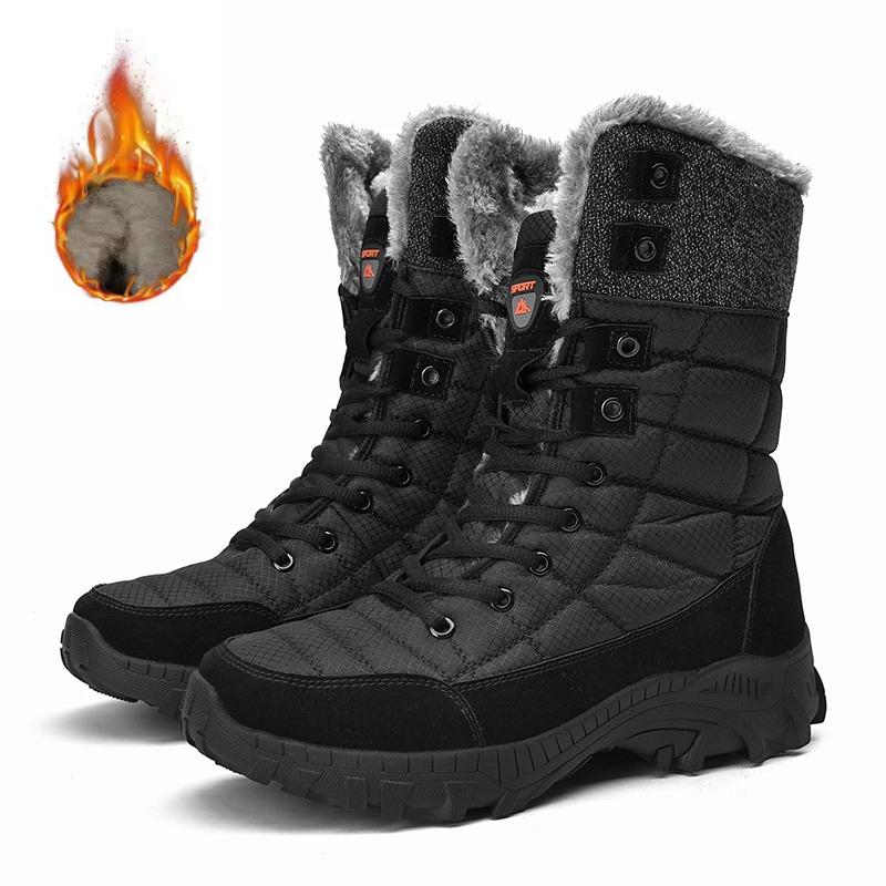 High-quality Winter Men's Boots,Warm Mid-calf Waterproof Snow Boots,Men's Comfortable Hiking Boots,Snow Boots with Cotton Lining