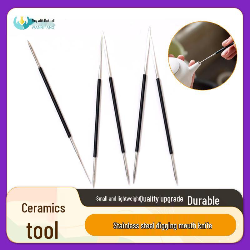 

Ceramic Pottery Tools Set: Spout Knife, Steel Needle, Hole Puncher, Clay Trimming, Sculpture Tools.