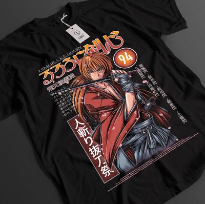 Rurouni Kenshin Shirt Battousai Tshirt Kaotu T-Shirt Sano Top Saito Anime Tee