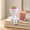 3D Printed Sitting Human Figure Succulents Planter, 2-in-1 Desktop Pot & Decor Ornament, Matte Finish One-Piece Craft, Compact Size for Small Green