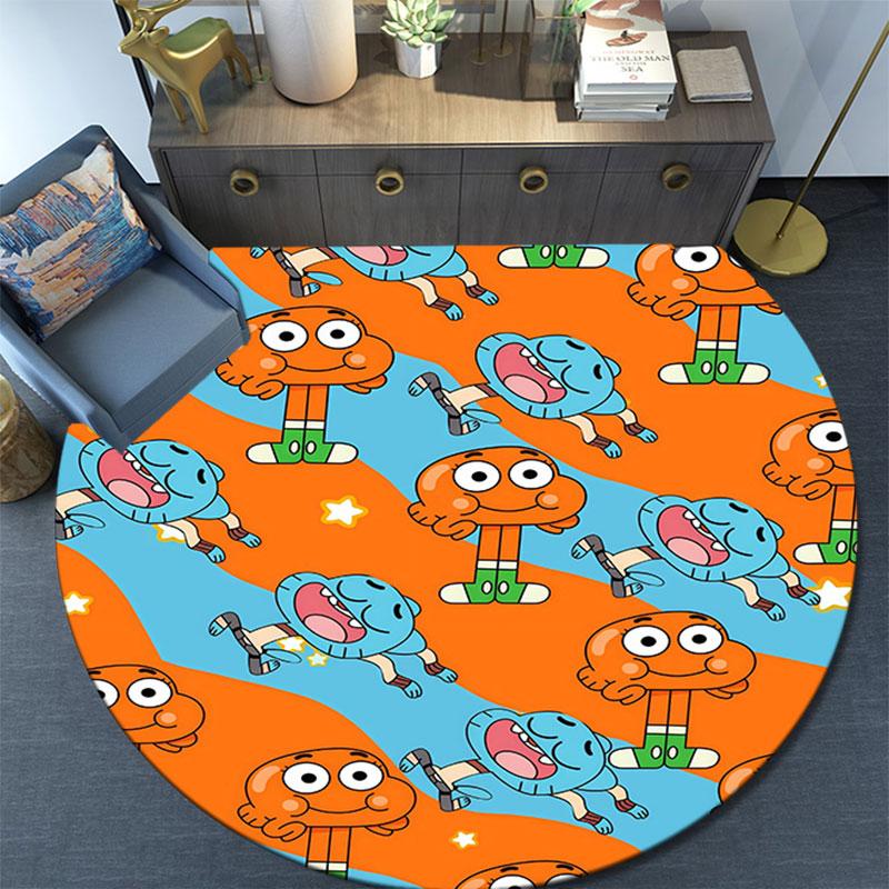 Der Erstaunliche Welt von Gumball Muster runder Teppich, Teppich für Wohnzimmer Schlafzimmer Spielzimmer, Rutschfeste Fußmatte, Feiertagsgeschenke und Geburtstagsgeschenke.