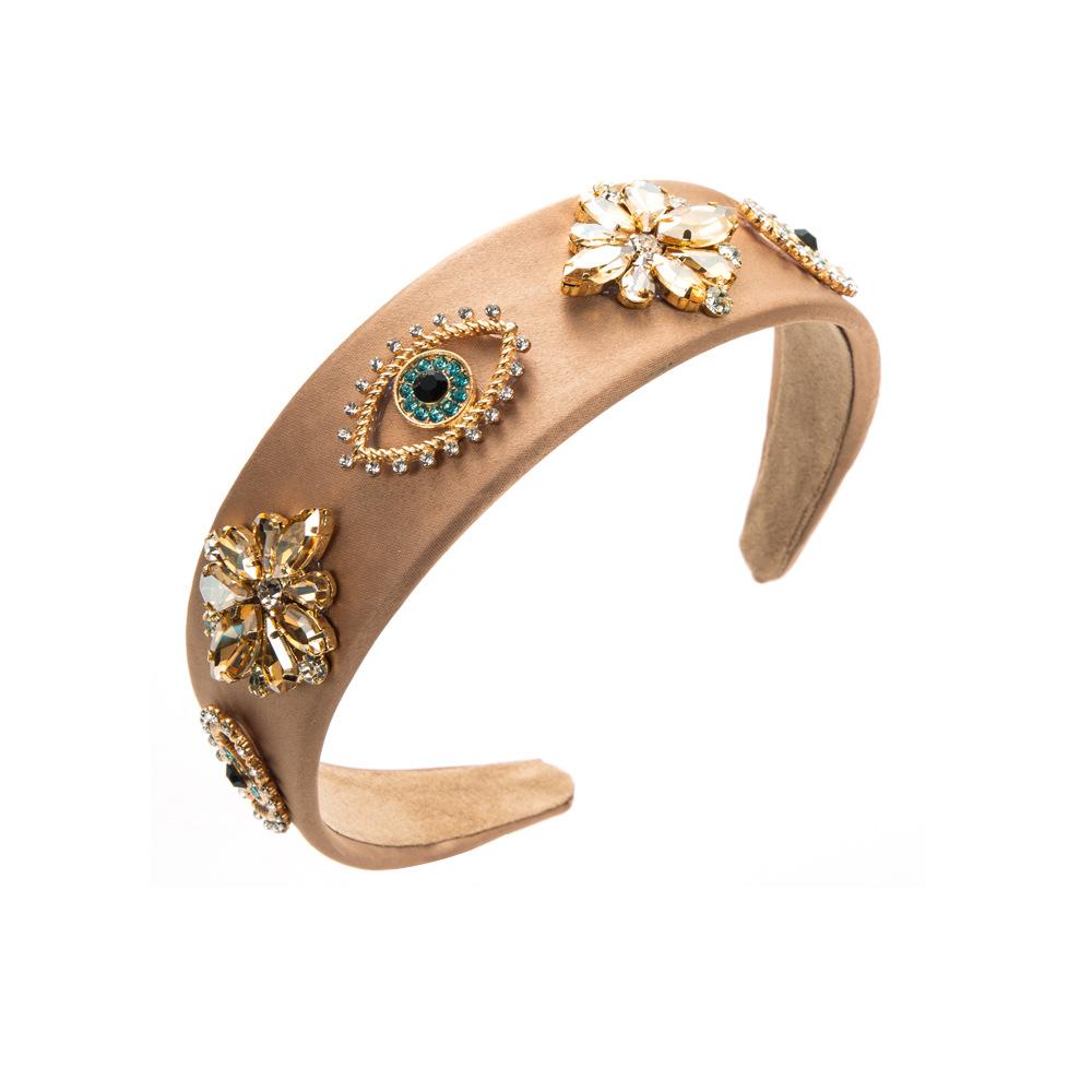 Fashion New Baroque Headband Female Diamond-Embedded Personalized Eyes Flower Creative Headband Hair Accessories