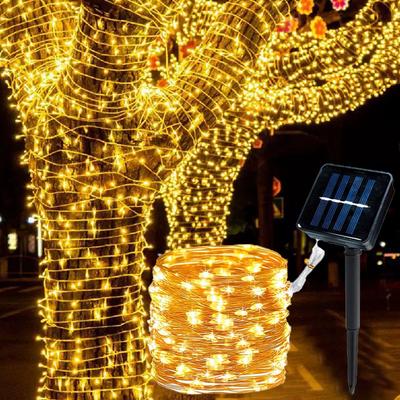 1 Pack 100/200 LED Solar Lichterkette Außen Wasserdicht mit 8 Modi Märchenhaftes Blinklicht für Baum Weihnachten Hochzeit Party Deko