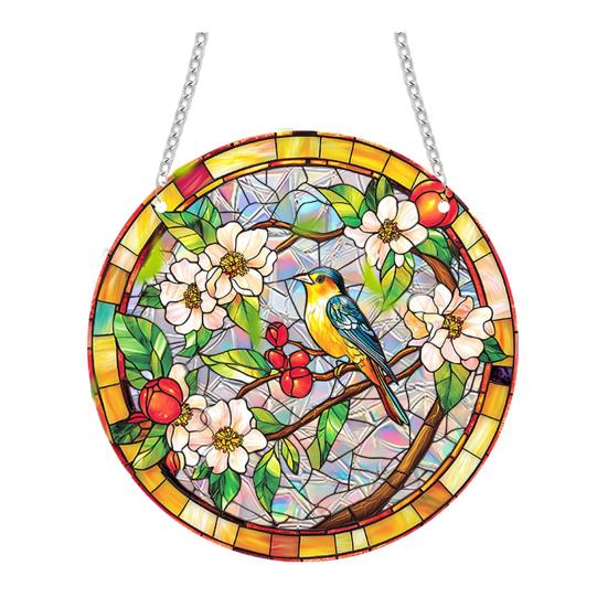Appeso da Finestra Stile Vetro Colorato, Cattura Sole Colorati per Finestre a Muro, Decorazione Appesa Cattura Sole in Acrilico con Catena per Donne Moglie Zia Mamma