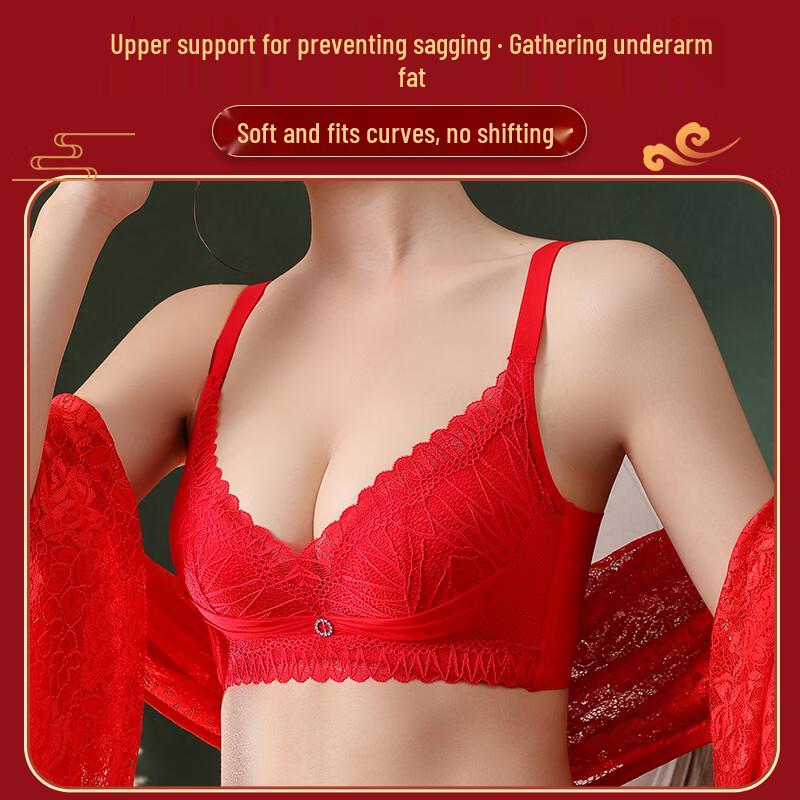 Langsha Auspicious Red Lace Wireless Push-up Lingerie Set