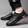 Men's shoes 2025 new summer wear free lace-up soft sole comfortable casual shoes men's trendy leather waterproof board shoes