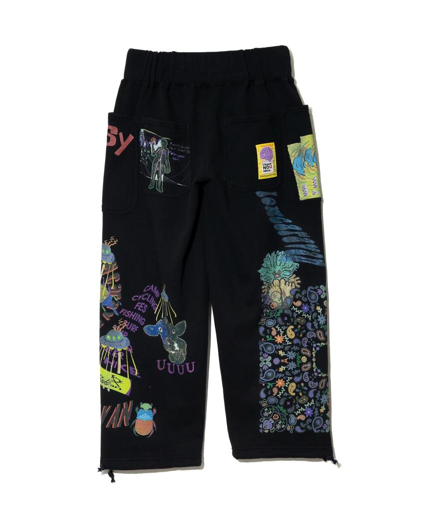 [go slow caravan] 352613 Air-Spun Fleece Drawn Mix TRA Sweatpants, Black, Size L