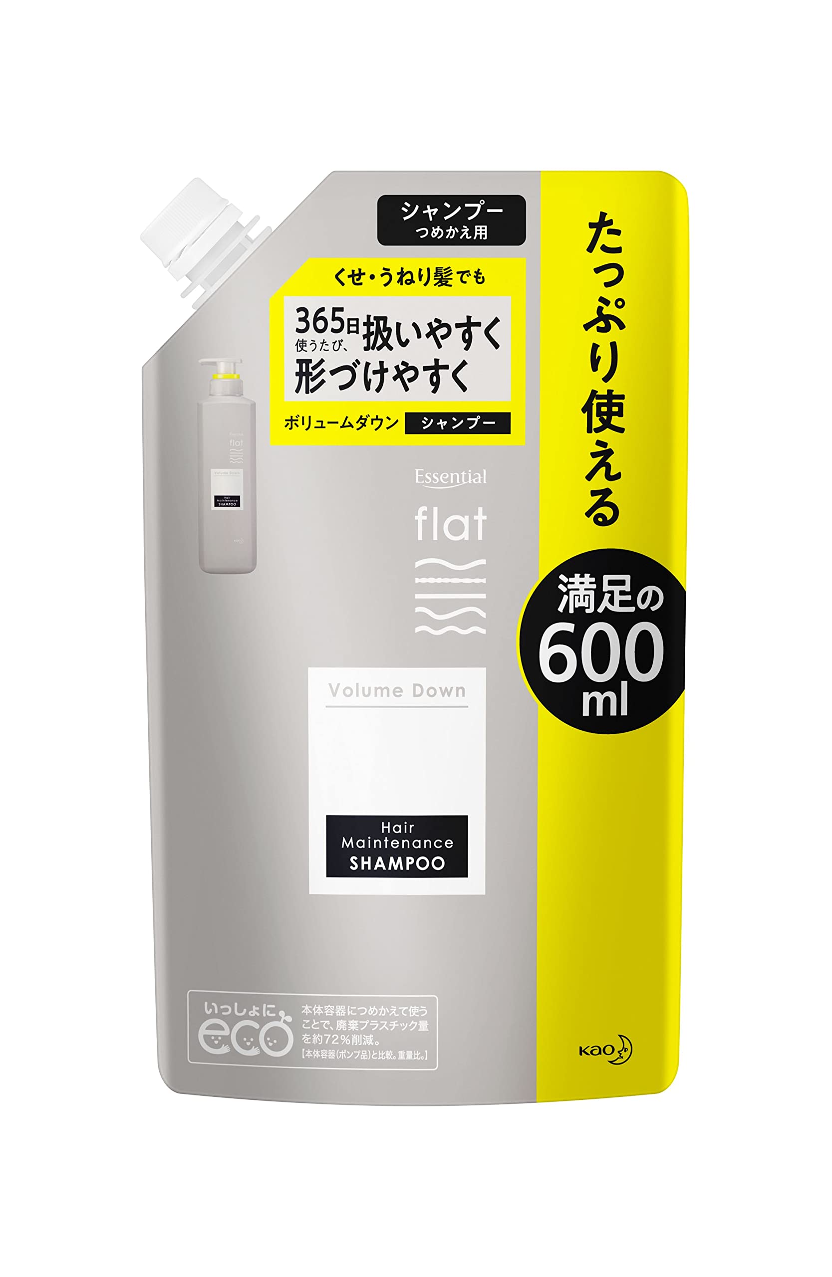 

[Large capacity] Flat Volume Down Shampoo Refill 600ml Refreshing Floral Scent
