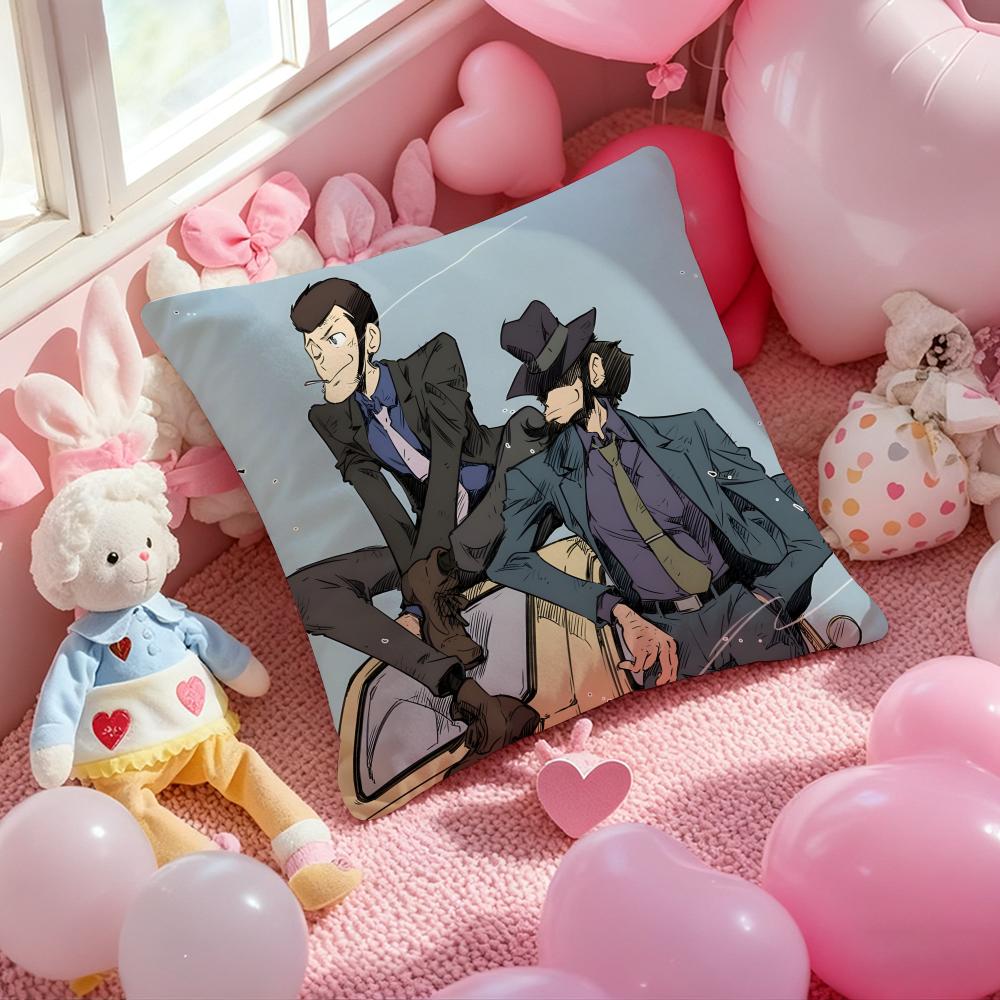 anime Lupin the Third Cushion Cover Pattern Printed Pillowcase for Living Room Sofa Cushion Cover & Bedroom Decor