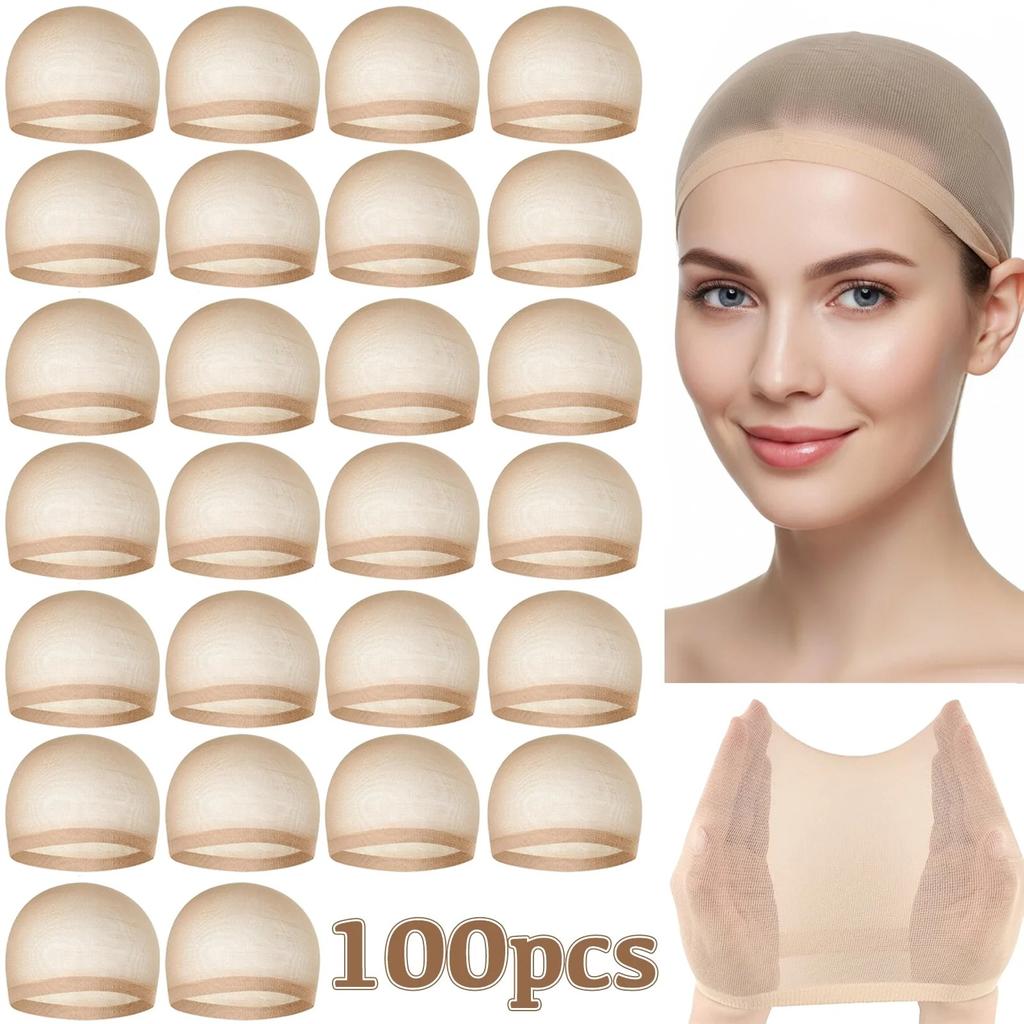 100Pcs Sheer HD Wig Caps for Lace Front Wigs - Non-Slip Bald Stocking Caps for Women, Breathable Wig Accessories for Daily Wear