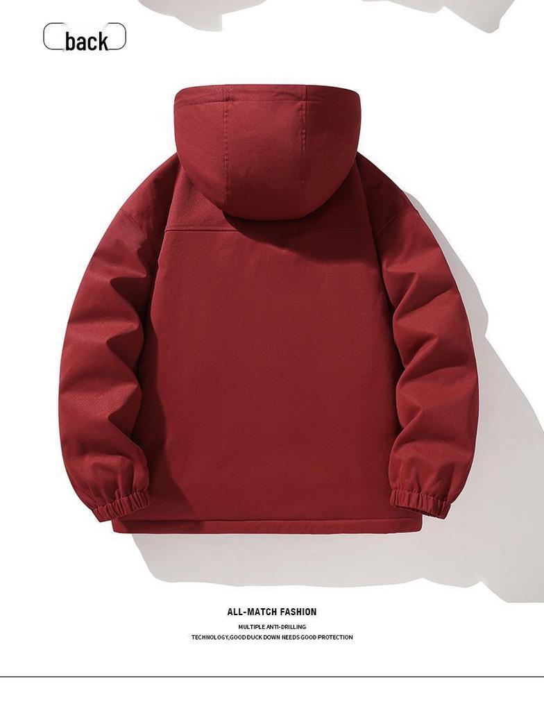2025 Men's Autumn/Winter Thickened Hooded Cotton Jacket with Plush Lining - Warm Outerwear