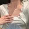 Korean Pearl Necklace: High-End Silver Clavicle Chain with Niche Design, Perfect for Light Luxury and Sweater Pendants.
