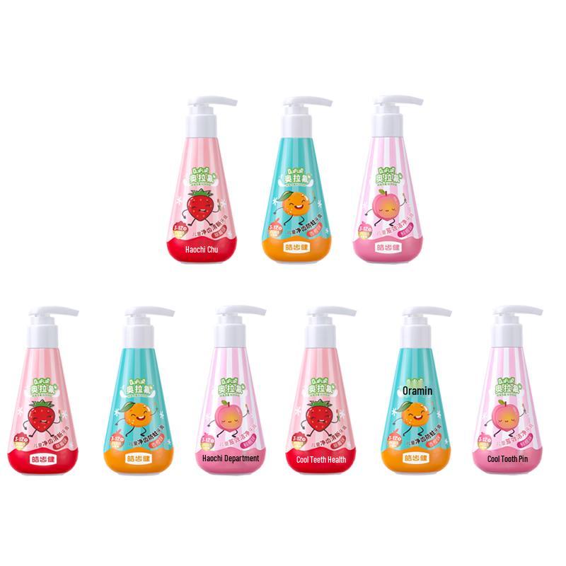 Hosjam Kids Fluoride Toothpaste 9-Pack (Strawberry, Orange, Peach)