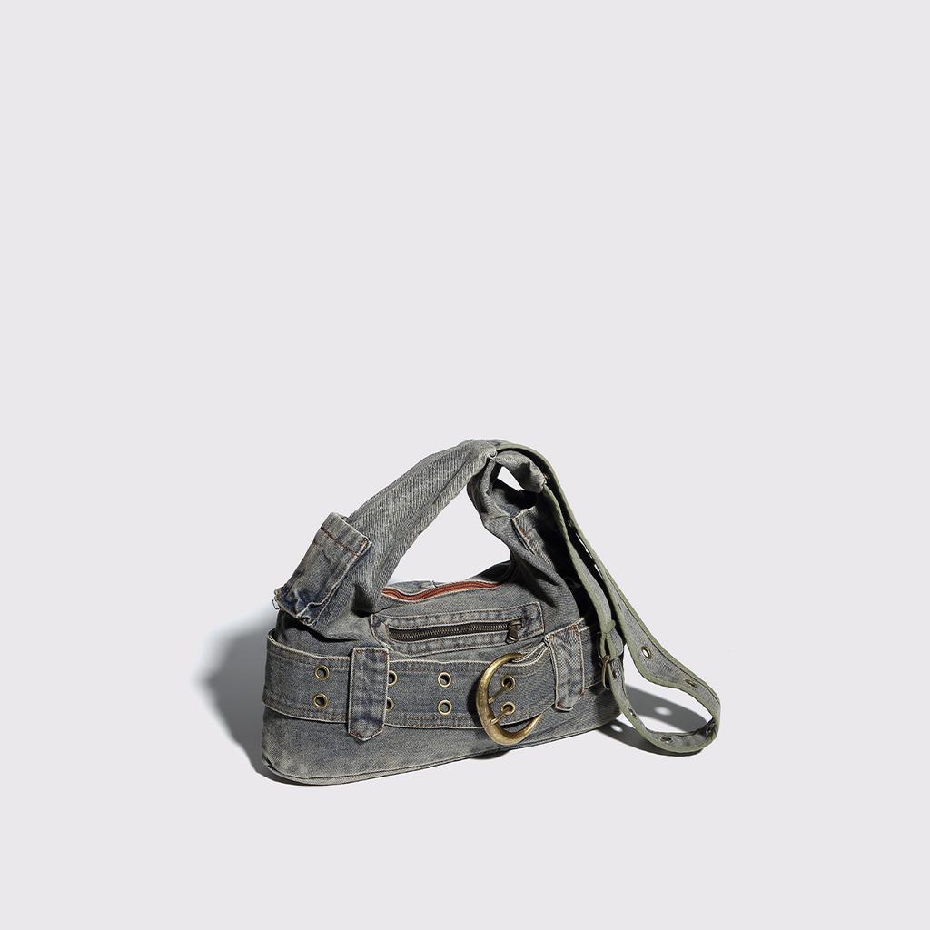 Spring Y2K Washed Denim Bag Premium Spice Girl Style Underarm Bag Casual Versatile Commuter Oblique Span Bag