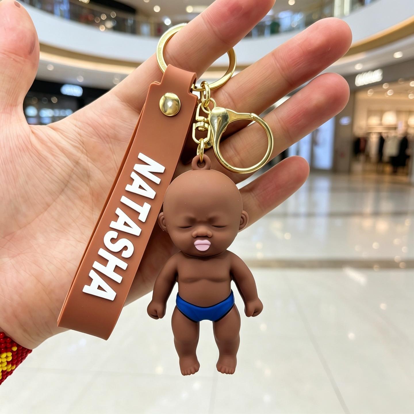 Natasha Black Doll Keychain Unzip Black Baby Doll Pendant Car Keychain Bag Pendant