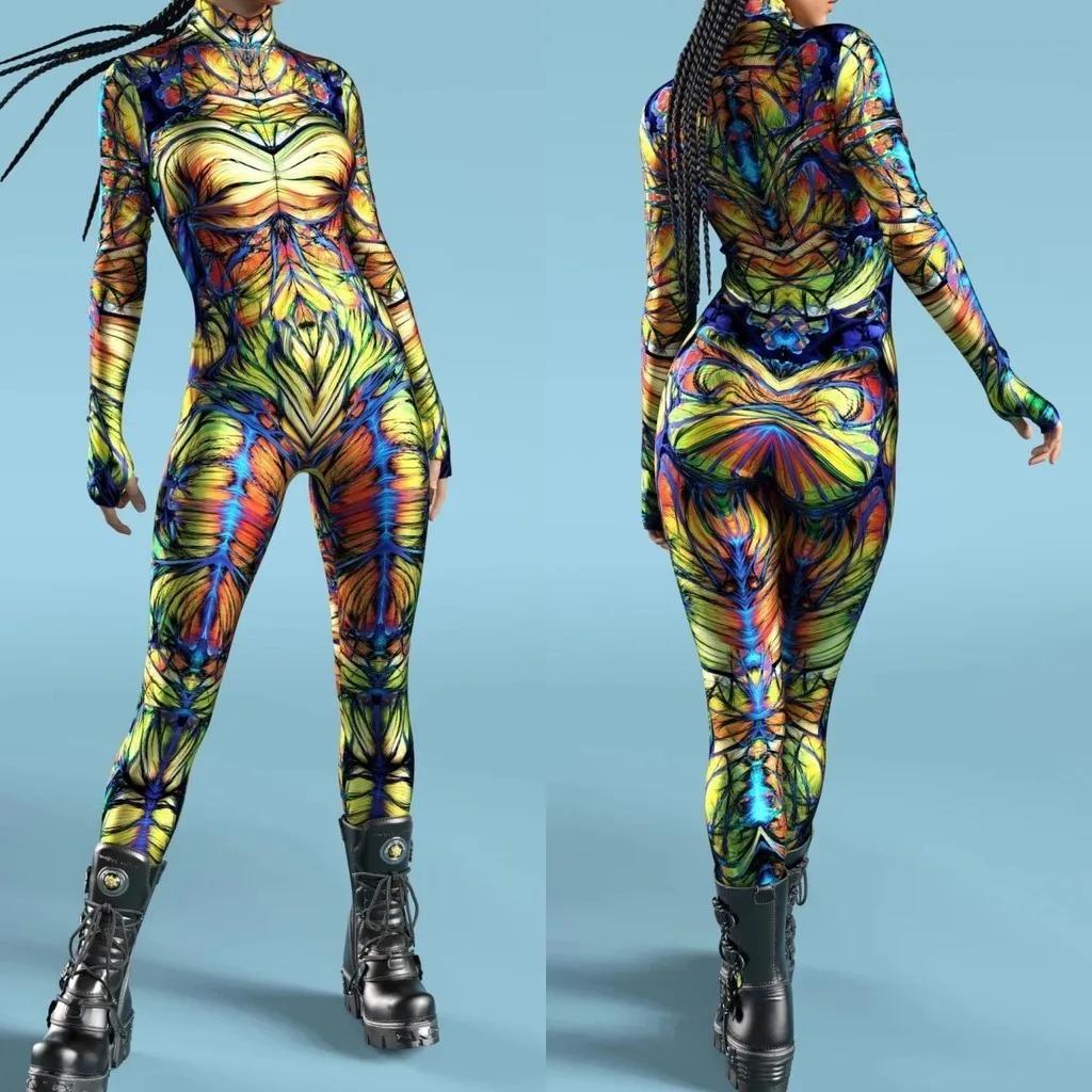 3D Digitaltryck Scenföreställningskostymer Vuxna Halloween-evenemang Karneval Temafest Cosplay-dräkt Låtsasspel Jumpsuit