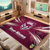 Personalisierter Kristall-Samt-Teppich der Queensland Maroons, Weicher Anti-Rutsch-Teppich mit individuellem Namens-Text für Wohnzimmer, Schlafzimmer
