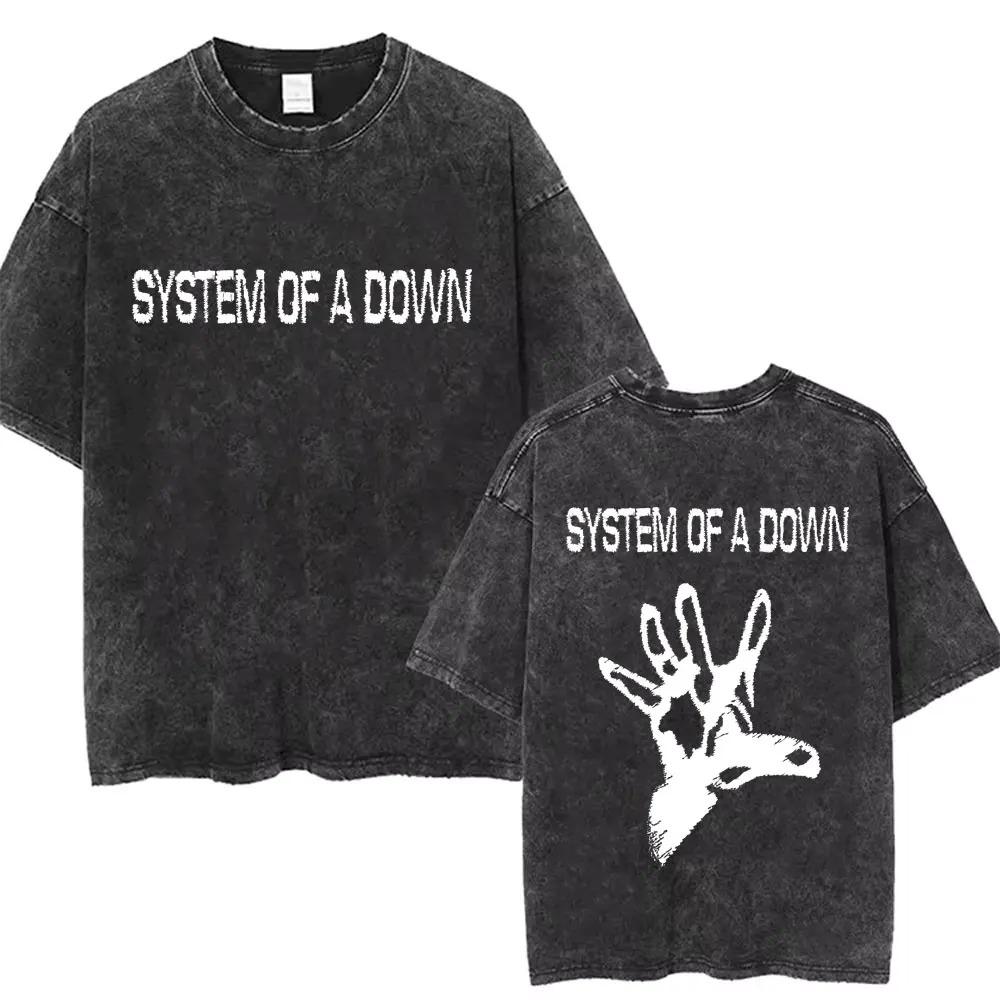 2026 Maglietta System of A Down Vintage Lavato Uomo Donna Cotone di Qualità Manica Corta Uomo Band Rock Musica Grafica Cartone Animato T-shirt