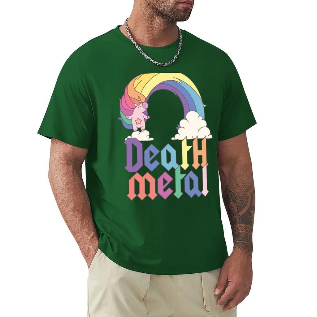 Lustiges Death Metal Einhorn Niedlich Rockmusik Band Liebhaber T-Shirt Übergröße Tops Vintage T-Shirt Männer 2025 Neues Modell