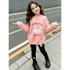 Girls' Sweet Cat Graphic Casual Comfortable Soft Loose Pullover Sweatshirt and Leggings 2-Piece Set, New Autumn/Winter, Playful, Sweet and Cool Style