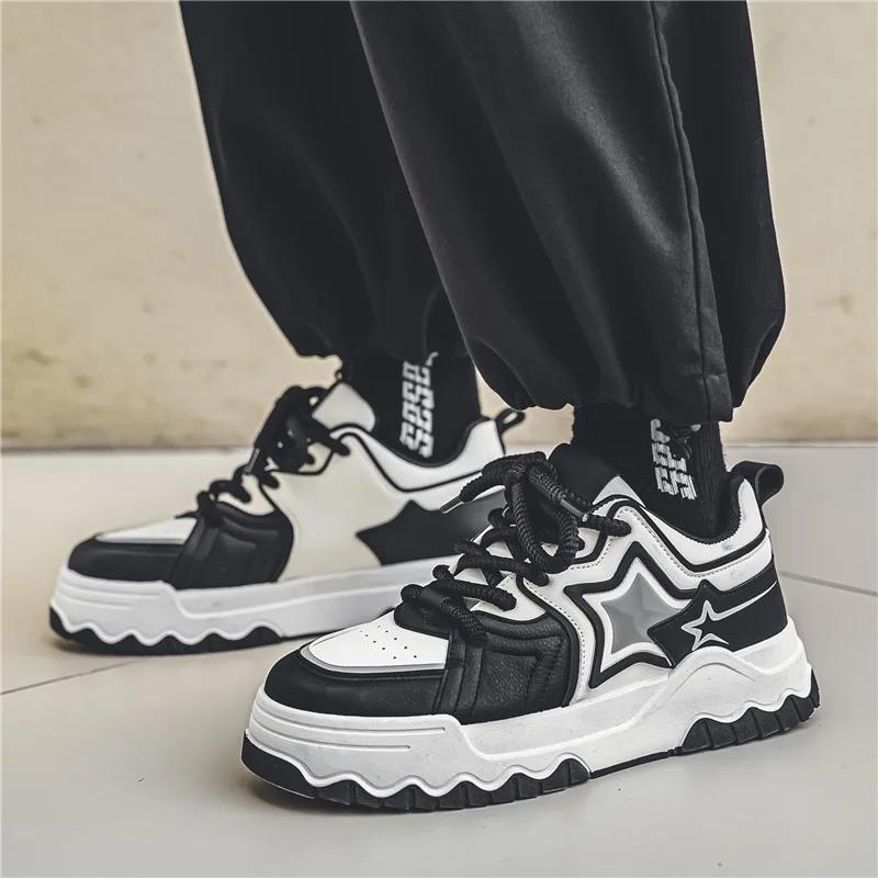 Fashion Men's Sneakers Fashion Street Skateboard Shoes High Quality Leather Casual Shoes Designer Platform Training Shoes for Men Tenis
