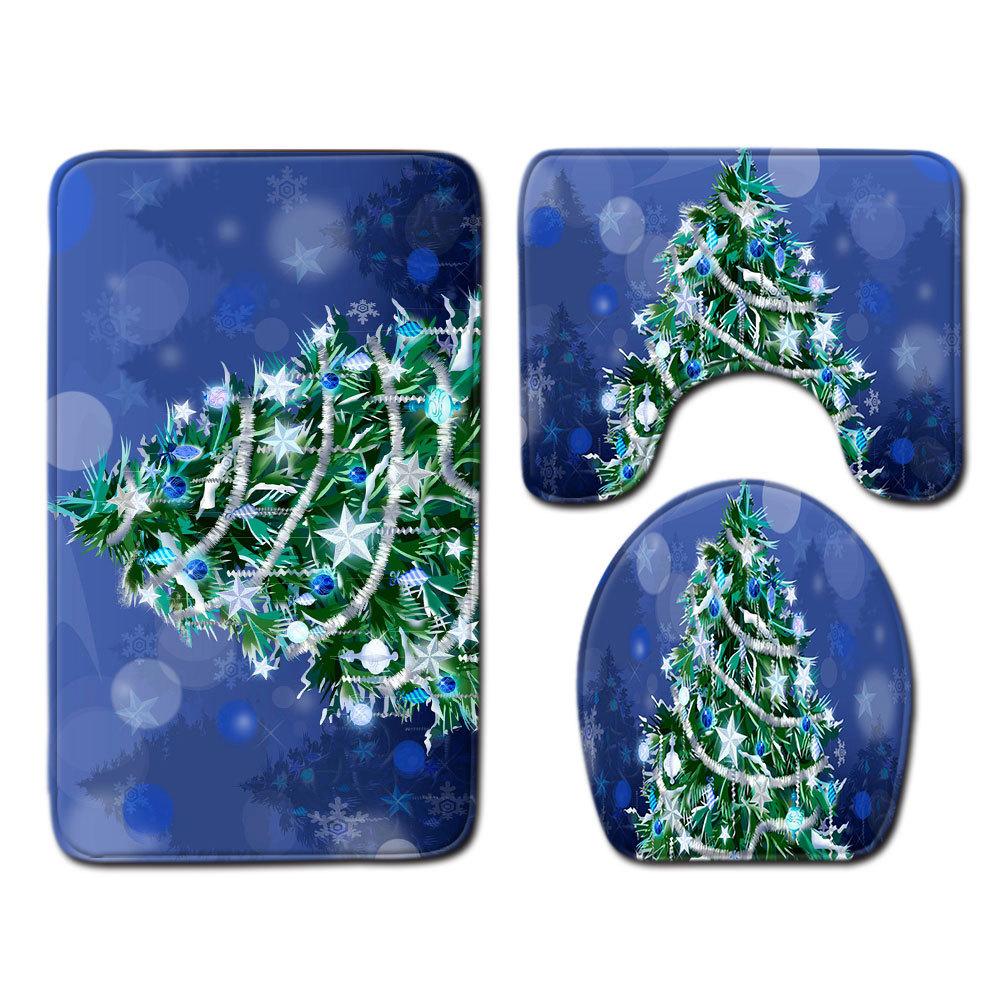 Christmas Bathroom Floor Mat Toilet Three-Piece Set
