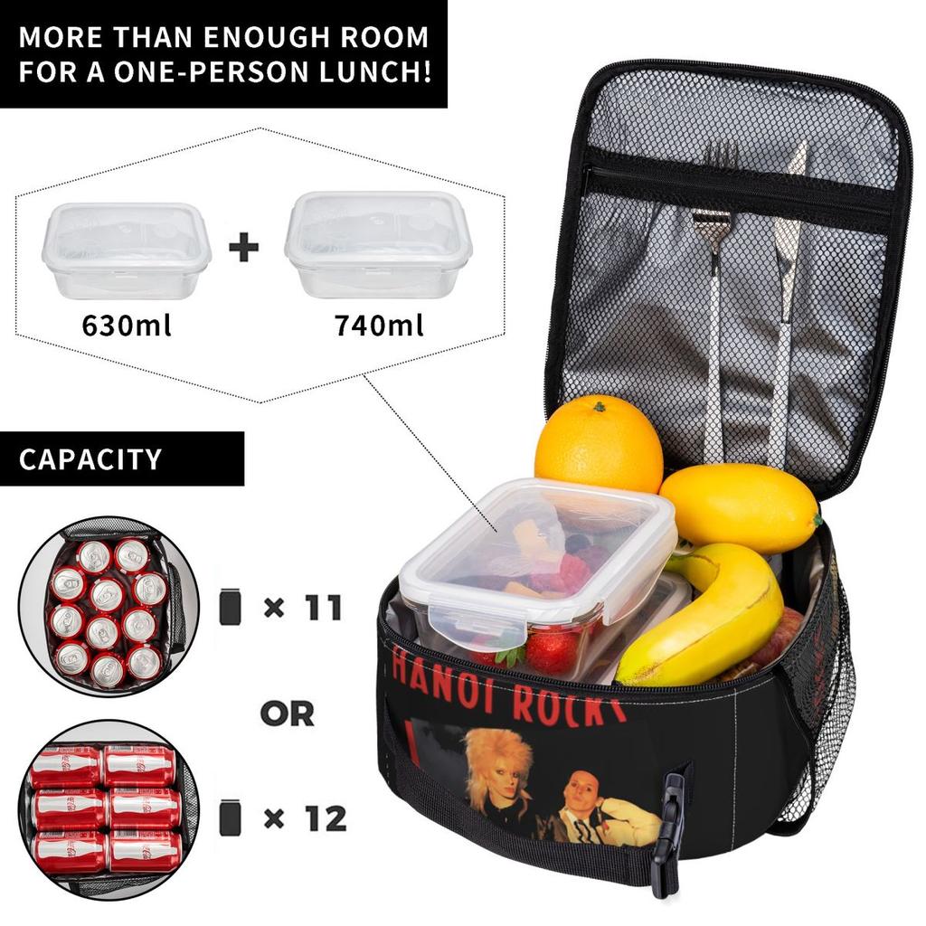 Hanoi Rocks Insulated Lunch Bag for Women Children Portable Food Boxes Thermal Lunch Box Tote