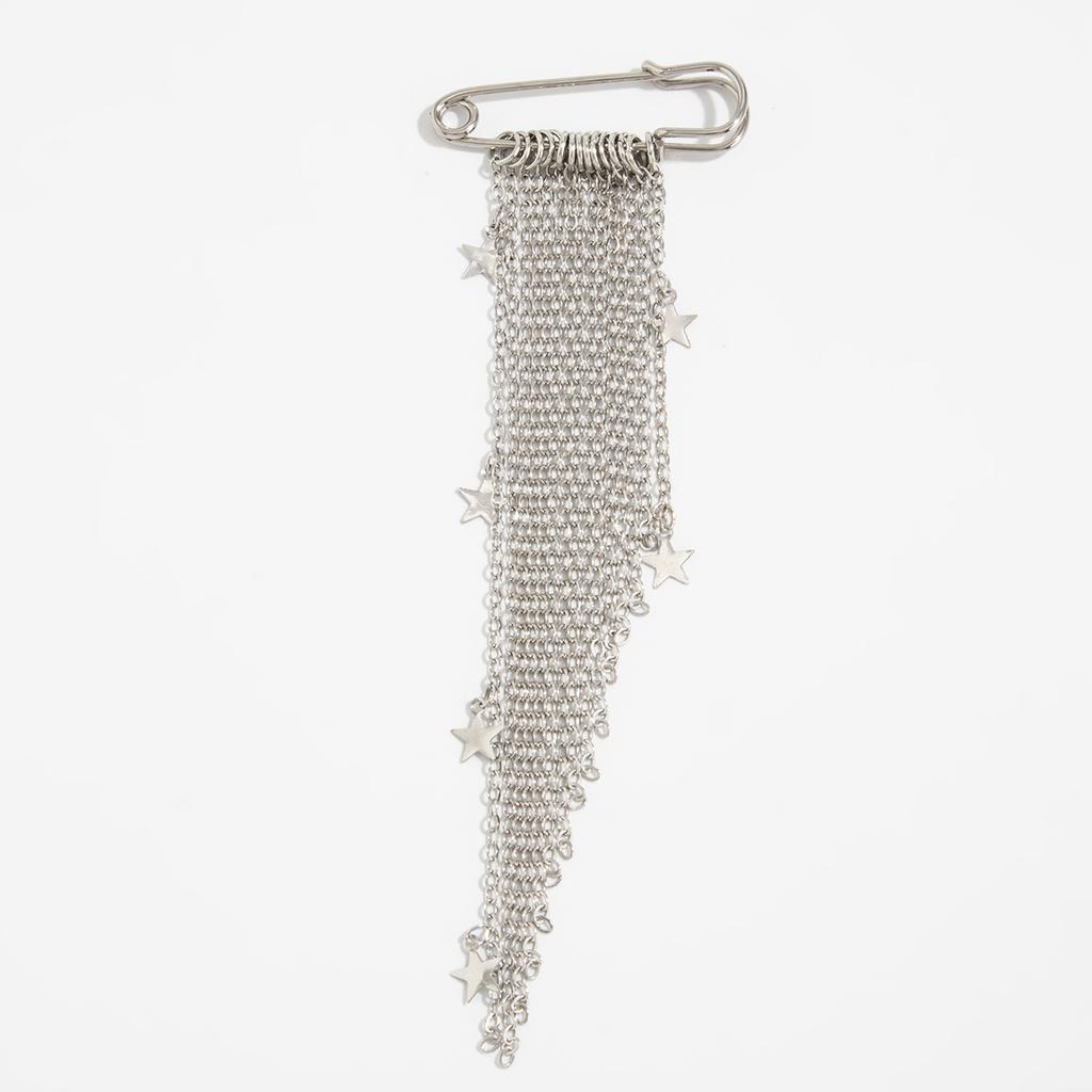 Metal Chain Fringed Pin Brooch, Design Gravel Rivet Pants Anklet Chain Shortened Decoration