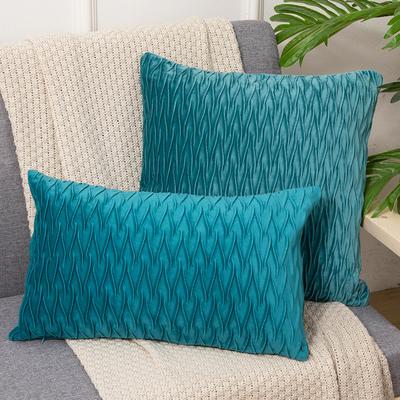 Pack of 2 Velvet Soft Solid Decorative Throw Pillow Covers Set with Texture Luxury Scissors Square Cushion Cases for Couch Sofa Bedroom Car 18x18 Inch