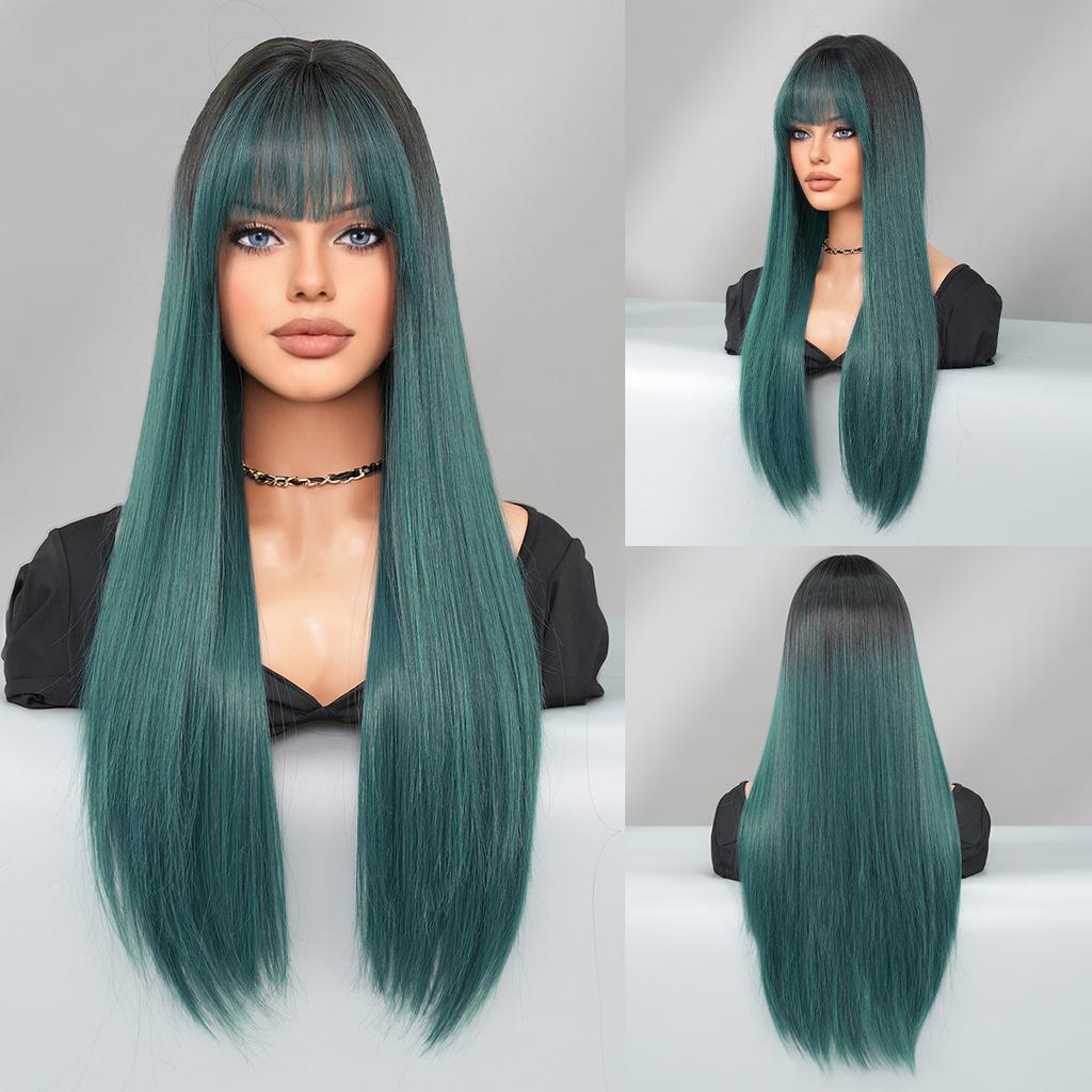 Available In Multiple Colors Including Long Straight Hair From Europe America Colored Wigs Full Head Covers Women