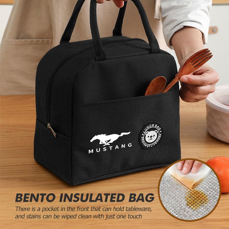 For Mustang Car Logo Lunch Box Organiser Bag Outdoor Camping Insulated Bag Universal Big Size Shelby GT