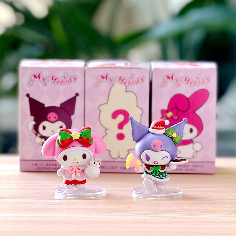 6 Sanrio Christmas Figures: Hand-Painted Cute My Melody & Kuromi Dolls for Girls