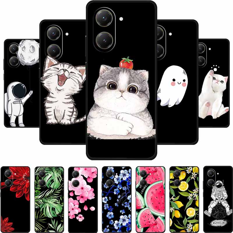 Schwarze Silikonhülle für Xiaomi Poco C71 Redmi A5 4G 4G Hülle Cartoon Katze Weiche Rückabdeckung für Poco M7 4G Plus X7 Pro Handyhülle