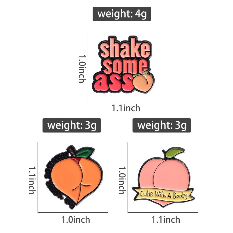 Fruit Enamel Pins Custom Shake Some Ass Brooches Lapel Badges Cutie With A Booty Jewelry Gift for Kids Friends