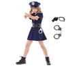 Girl Police Costume Set with Hat, Whistle and Handcuffs 6-7 Years 140 Cm Navy Blue