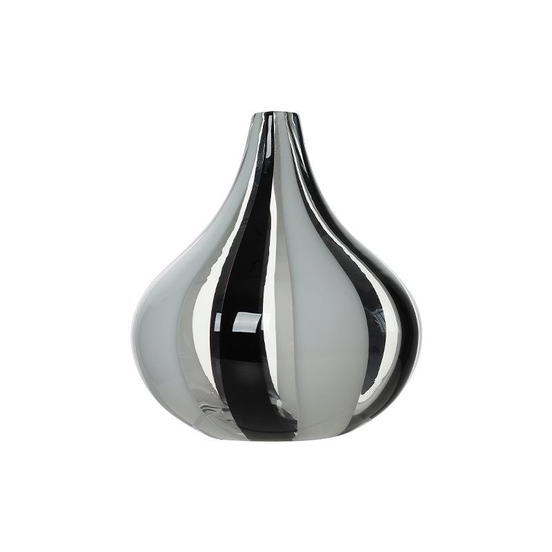 Black White Ink High End Big Belly Small Mouth Glass Vase Home Decor Living Room Flower Vase