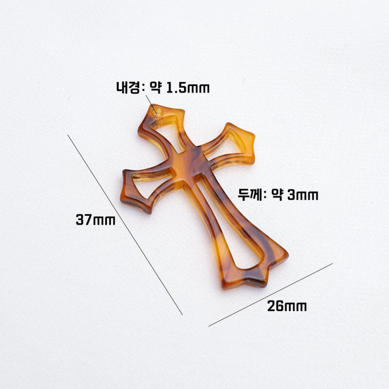 Acrylic marble pattern cross pendant accessory