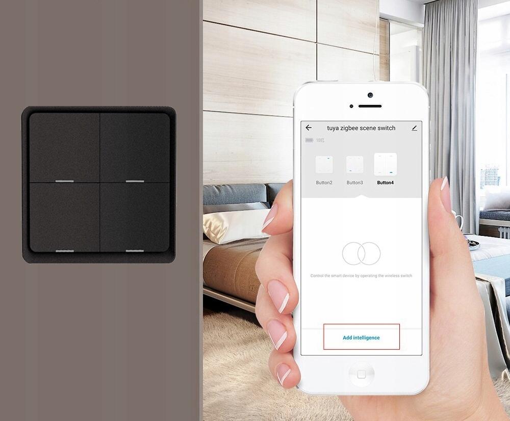Remote Control Switch 12 Scenes 4P ZigBee Tuya Black