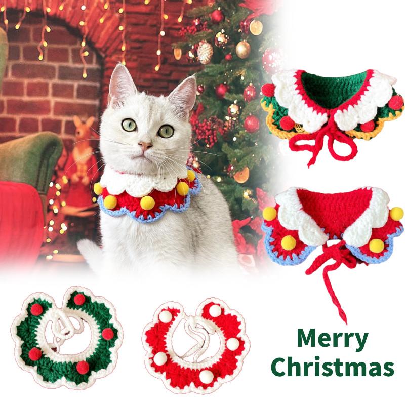 Dog Cat Collar Christmas Pet Knitted Scarf Necklace Bib Party Dress Up Gift