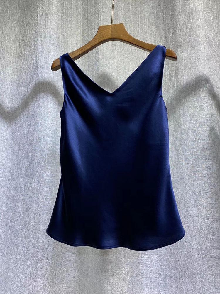 Women's Multicolor Satin Drape Camisole - Elegant Loose Fit with an Acetate Inner Layer