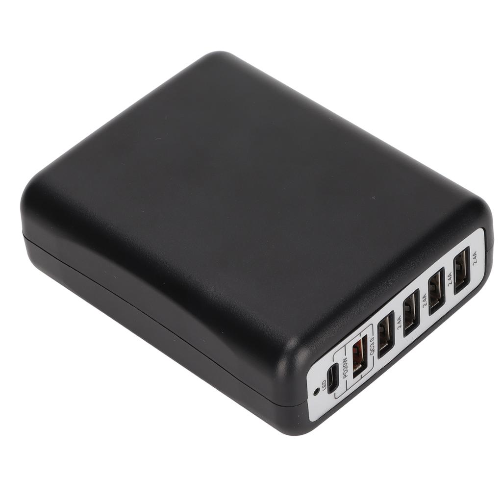100W 6-Port-Desktop-Ladegerät 100W Schnelllade-Desktop-USB-Ladehub Schwarz