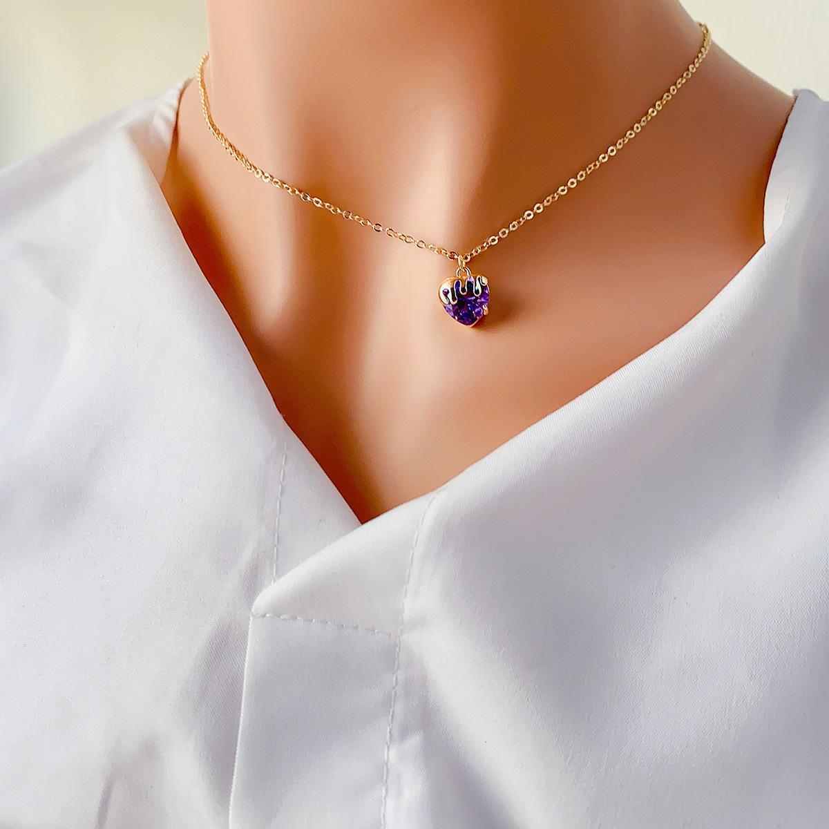 European and American popular zircon love necklace heart-shaped crystal collarbone chain niche peach heart necklace jewelry women