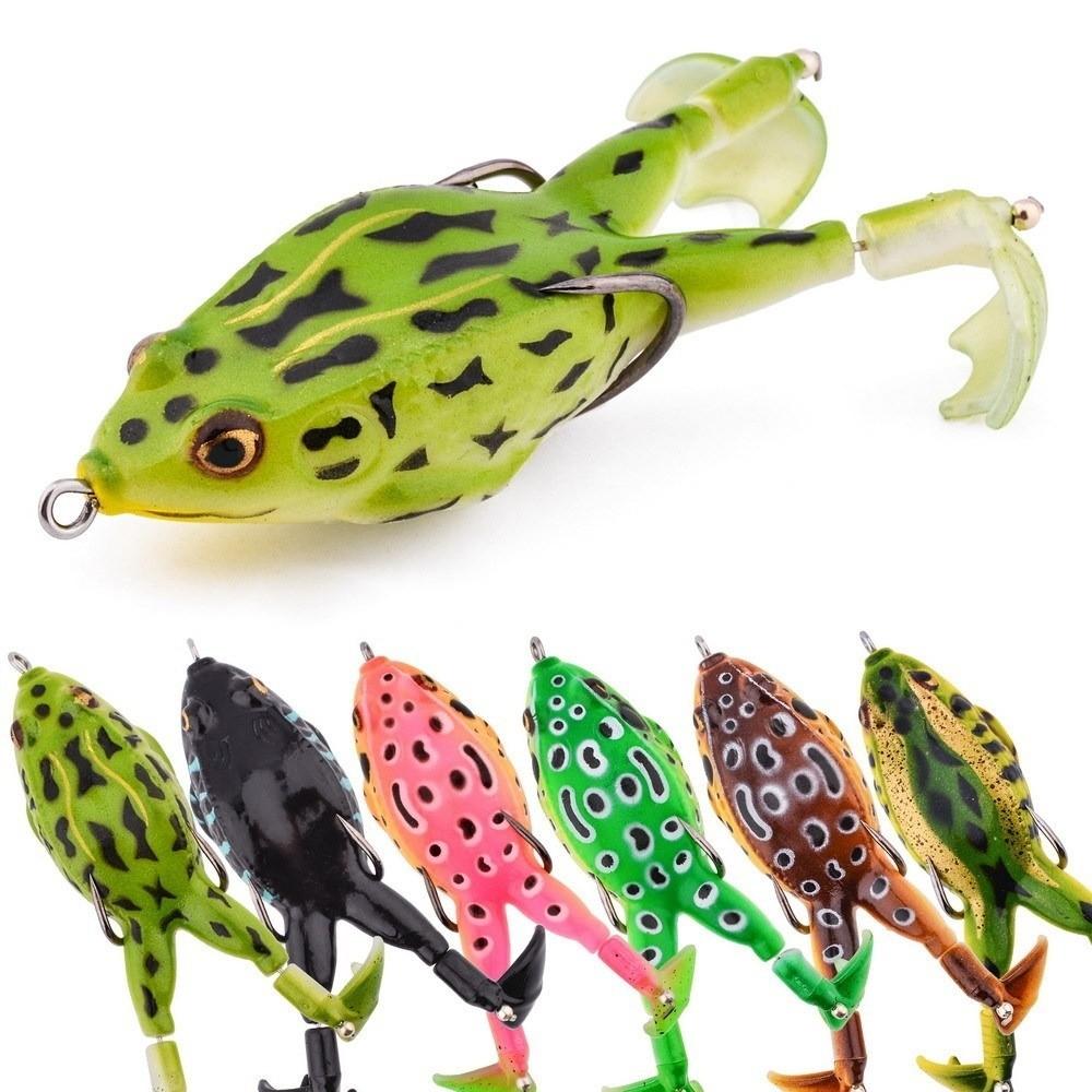 5Pcs 6cm 13g/4.6cm 6g Frog Soft Lure 3D Eyes with Fishing Hooks Fishing Lure Artificial Horizontal Ray Frog Bait