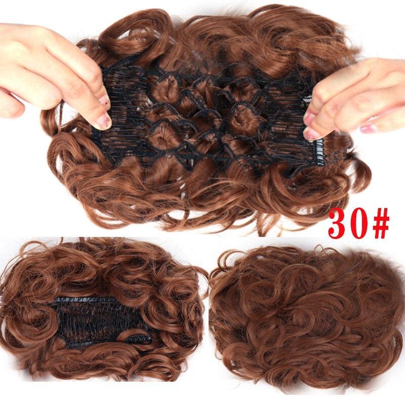 Synthetic Hair Bun Comb Clip In Messy Curly Chignon Elastic Band Scrunchies Hair Pieces Extension For Women Black Brown