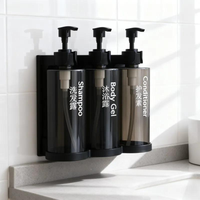 Dispensadores de Sabão Líquido Sem Furo Dispensador de Shampoo Condicionador Sabonete Líquido Montado na Parede Adesivo para Banheiro Cozinha Hotel