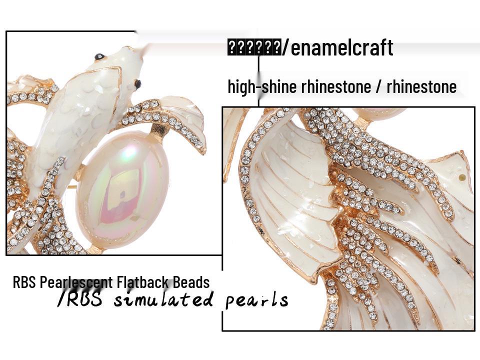 Vintage Francuska Emalia Karpi Koi Złota Rybka Broszka - Damska Przypinka do Płaszcza Korsarz Dodatek