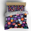 Colorful Cartoon Cats Pattern Bedding Duvet Cover Set  (1*Duvet Cover 2*Pillowcases, without duvet insert)