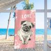 Cute Pug Dog Print Beach Towel Quick Dry Microfiber Towel Soft Lightweight Absorbent Towel for Summer Beach Pool and Travel Use